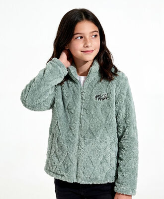 Poler&oacute;n ni&ntilde;a  sherpas rombo  verde
