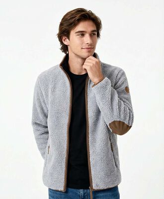 Chaqueta hombre polar sherpa gris