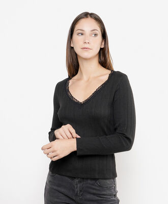 Polera mujer detalles encaje