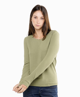Polera mujer cuello encaje