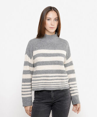 Sweater mujer listado cuello alto