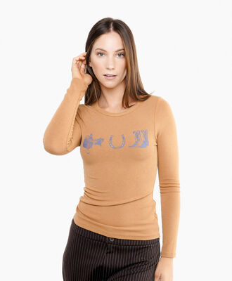 Polera mujer estampado vaquera